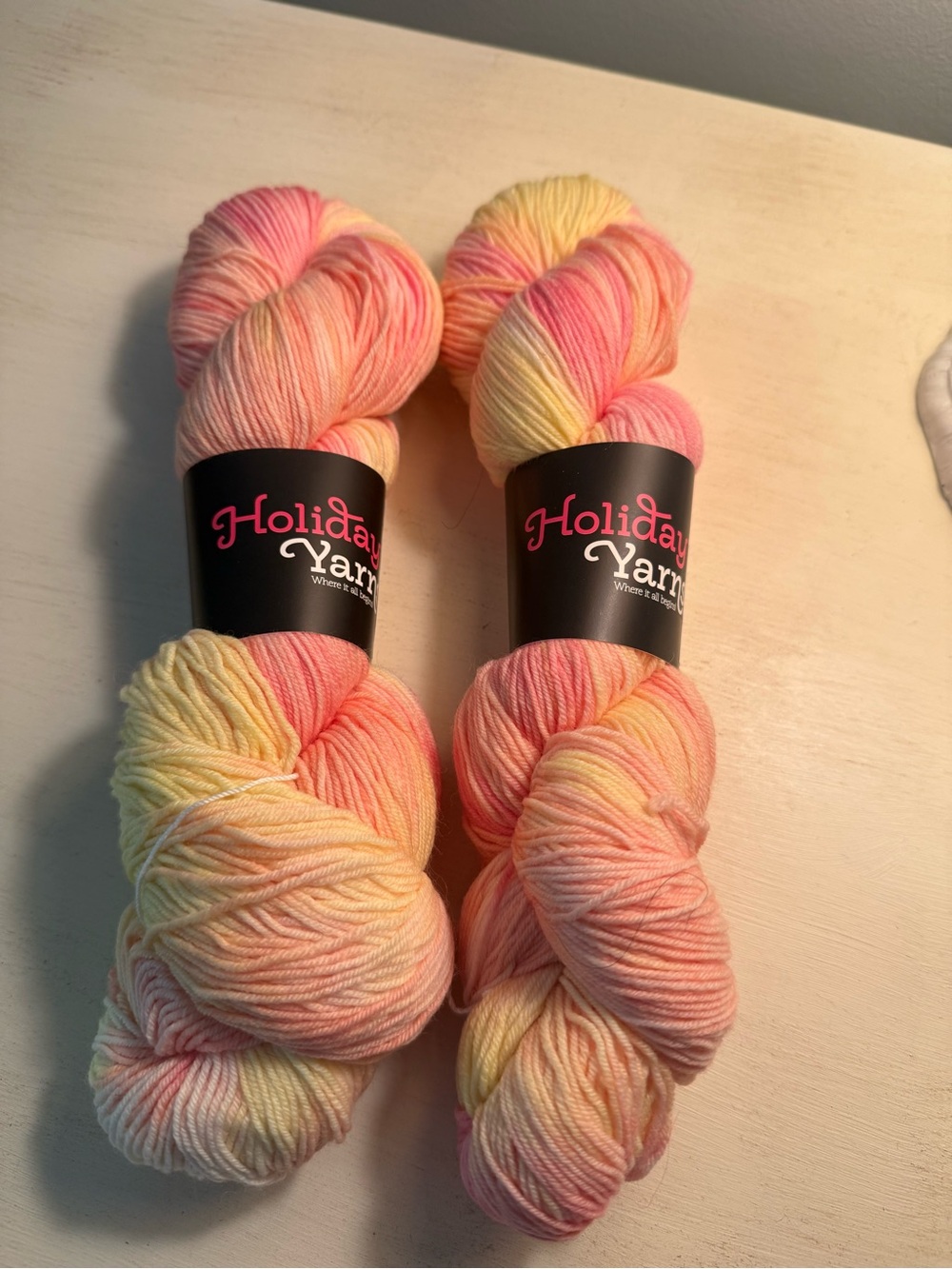 Yarn, Hand-Dyed Pastel Pink & Yellow Sock Yarn